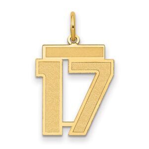 14k Yellow Gold, Jersey Collection, Medium Number 17 Pendant